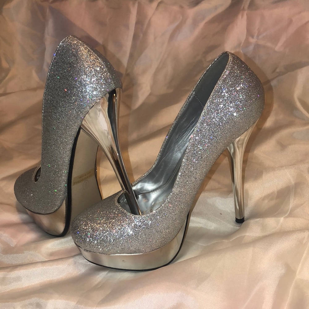 Silver Glitter Heels